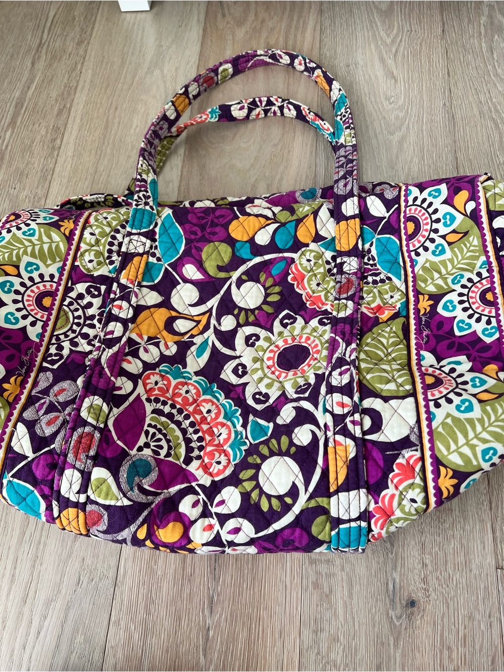 Vera Bradley Large Duffel Bag - Retired "Plum Crazy" Pattern Excellent